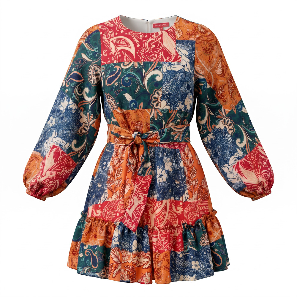 Flying Tomato Red Orange Blue Mini Dress Small